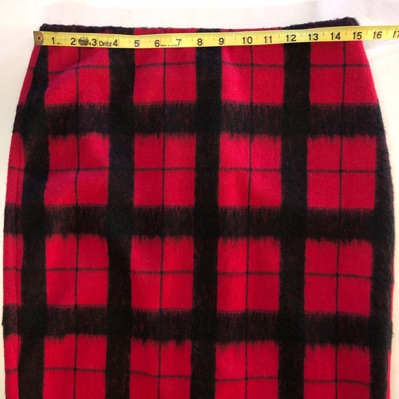 TALBOTS Plaid Windowpane Wool Blend Lined Pencil Skirt Red Black (4) - Picture 10 of 14
